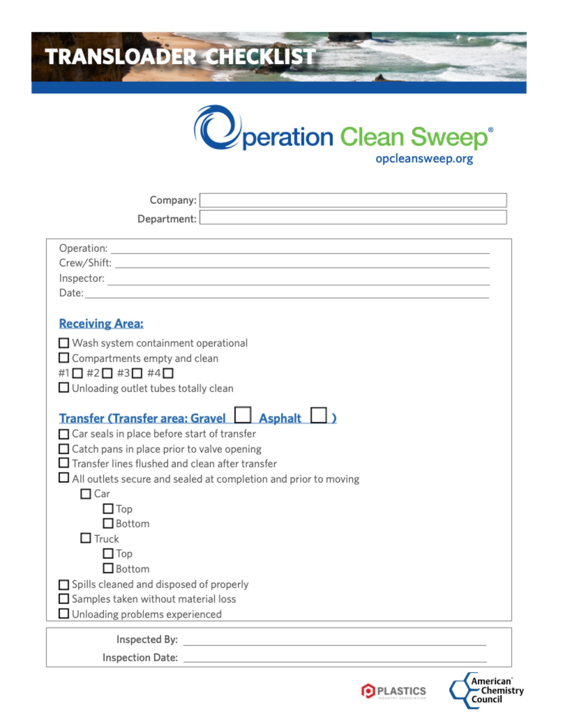 Transloader Checklist